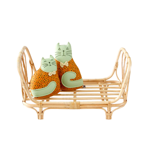 Boho-style bamboo crib - Wicker crib with bamboo accents - Vintage rattan baby cradle for furniture home hotel resort projects