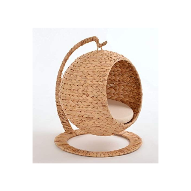 Top Supplier For Pet Products 2024 Cat Dog Rabbit House Make From Rattan Hyacinth/Grass Mat For Hamster Coffee Wooden Dog Chew