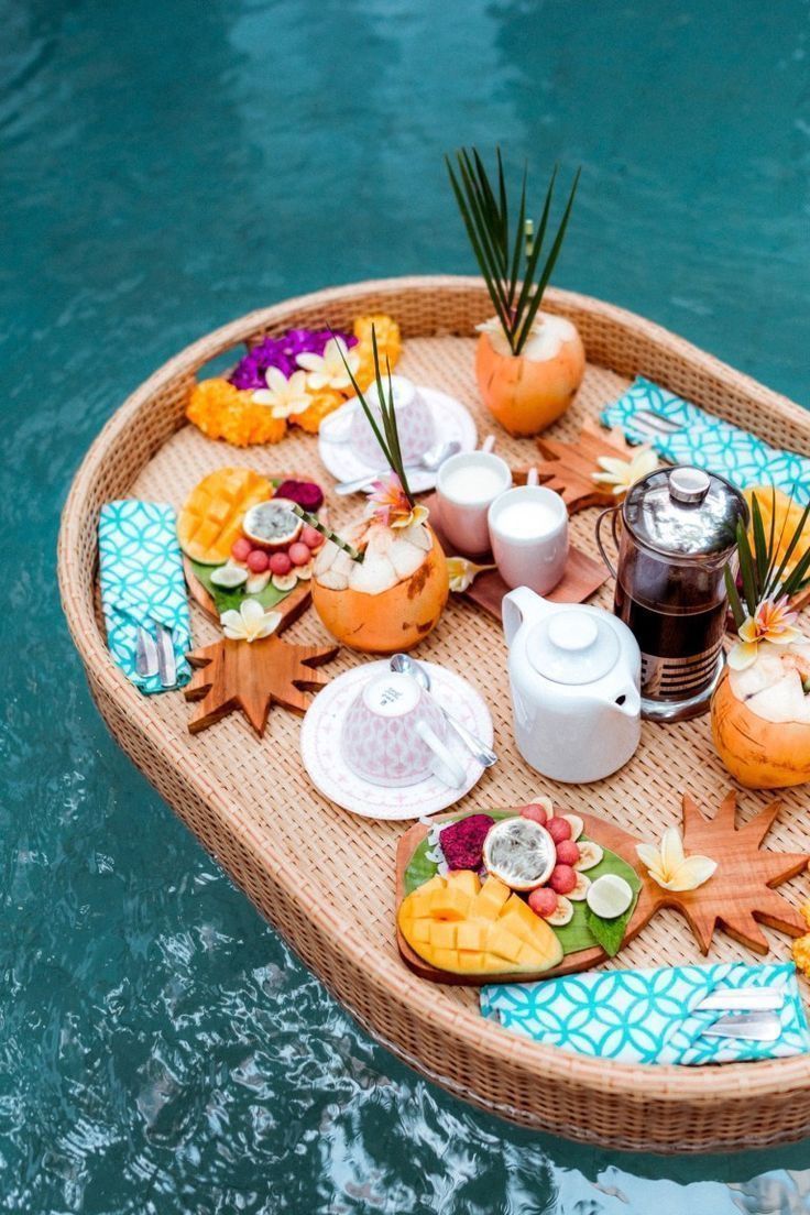 Float Tray Is used to Serve Breakfast in Swimming Pool - Hot Coming Summer Rattan Floating Tray from Vietnam