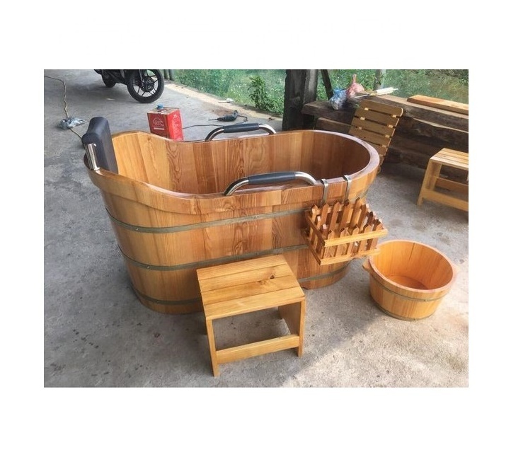 Cheapest price For Sale Wooden barrel bathtub teak wood Wooden Bathtub massage tub with accessories 99GD