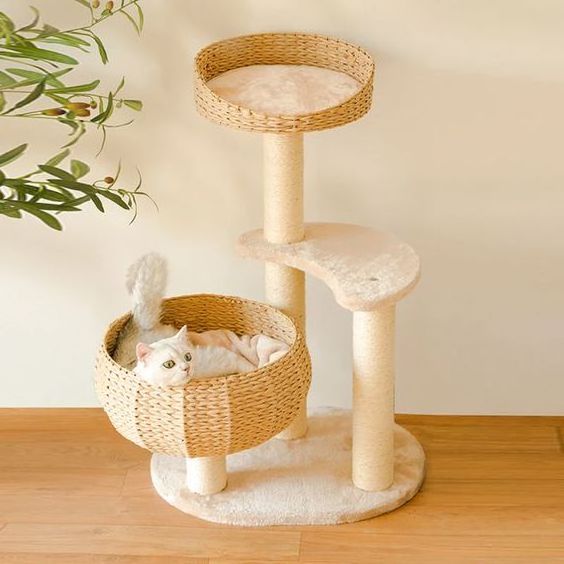 Cute pet bed 100% handmade wicker pet bed cat shaped cat bed supplier in Vietnam