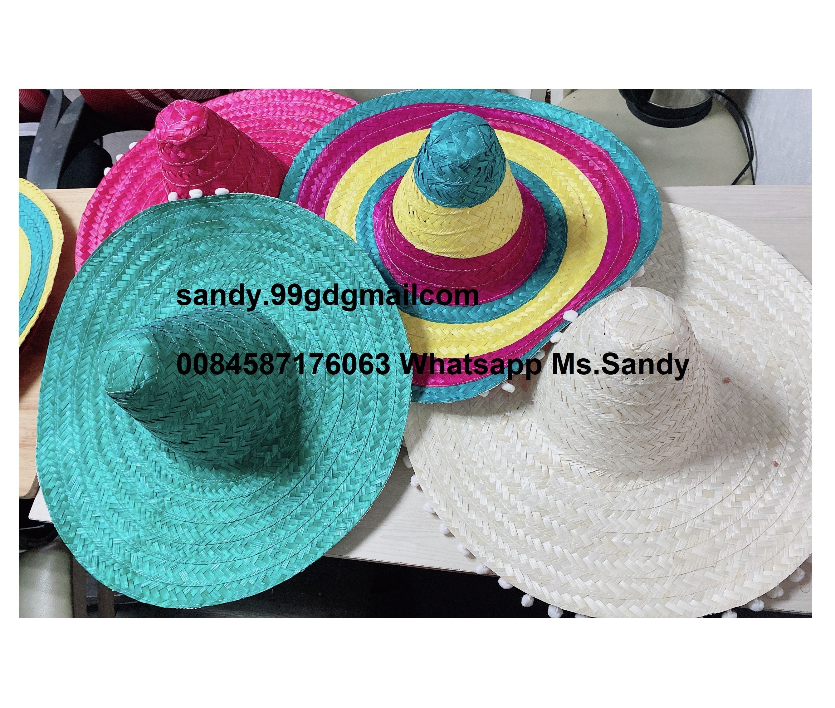 Customized Logo Unisex Boater Straw Hat / Natural Palm Wide Brim Cowboy Hat for Summer Beach party wedding festival crafts