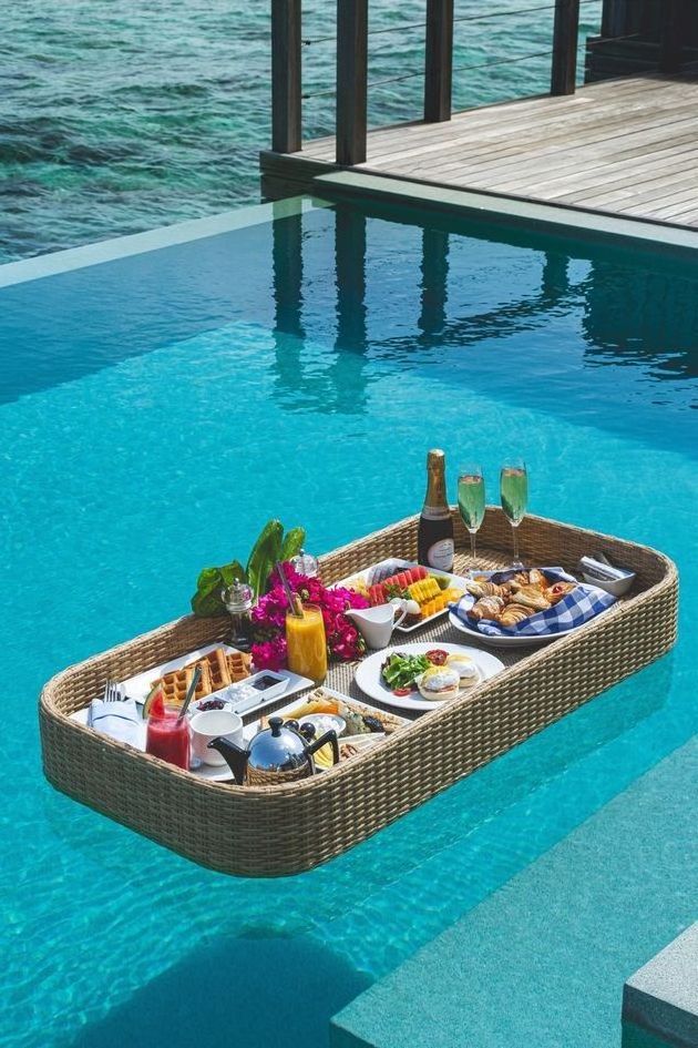 Float Tray Is used to Serve Breakfast in Swimming Pool - Hot Coming Summer Rattan Floating Tray from Vietnam