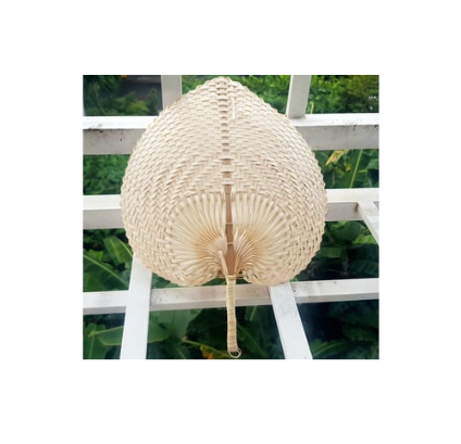 King Craft Viet Hearted Bamboo Hand Fan Wholesale 100% Eco-friendly Reusable Raffia Hand Fan