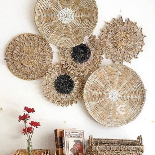 Seagrass Wall Hanging Basket Seagrass placemats/Bamboo Palm Leaf Hanging Hand Fan Cheap Decoration Items Best Quality Vietnam