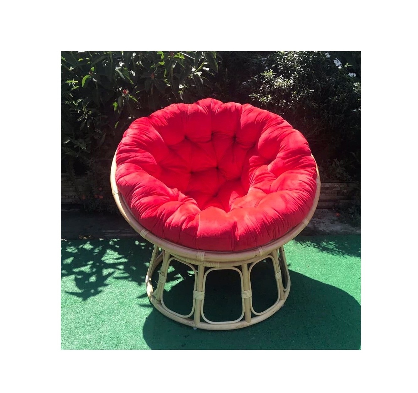 Eco-friendly round rattan papasan chair with colors cushion- Wicker rattan for living room chair home garden outdoor furniture