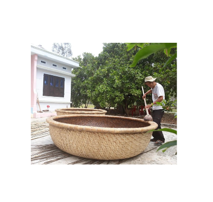 ready to ship traditional round bamboo fishing boat/ Art Coracle Boat/  Mini bamboo coracle for craft travel storage basket