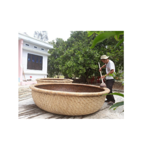 ready to ship traditional round bamboo fishing boat/ Art Coracle Boat/  Mini bamboo coracle for craft travel storage basket