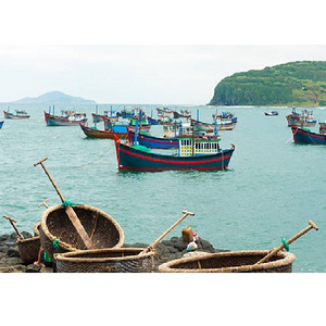 Very Cheap Price Round Bamboo Coracle Basket Boat With Paddles from Vietnam