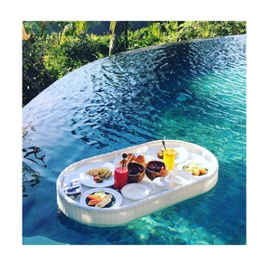 Bali Breakfast Water Outdoor Swimming Pool Party Rattan Serving Floating Tray For Hotel Villas 99 Gold Data