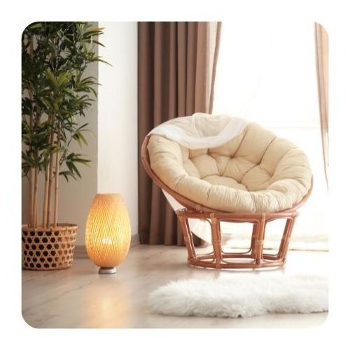 Hot Sale Rotation Rattan Outdoor Outside Leisure Chair Papasan Cushions Recliner Wicker Papasan Rattan Chair  Lowest Price 99GD