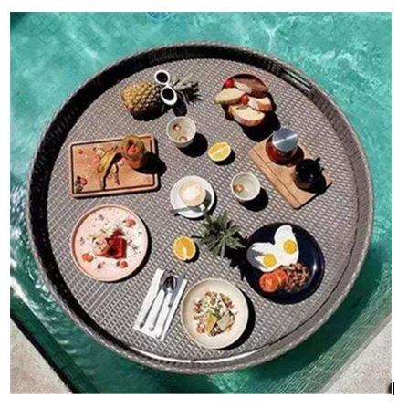 Hot Coming Summer Rattan Floating Tray - Float Tray Is used to Serve Breakfast in Swimming Pool