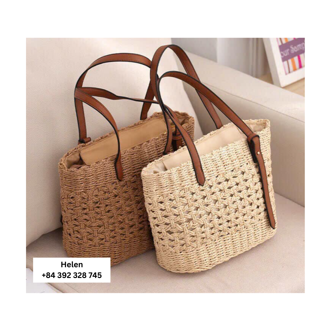 ELEGENT STYLE SEAGRASS BAG/HANDMADE BAG VINTAGE BAG CHRISTMAS HANDICRAFT BAG/SEAGRASS GIFT BAG BIG GRASS BAG LEAVES