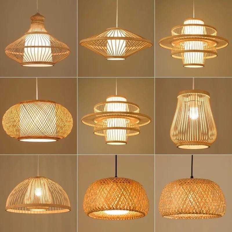 Berlato Rattan Wicker Style Pendant Light Fixture Rustic Vintage Basket Hanging Light Shade for Hotel Beach View and Country