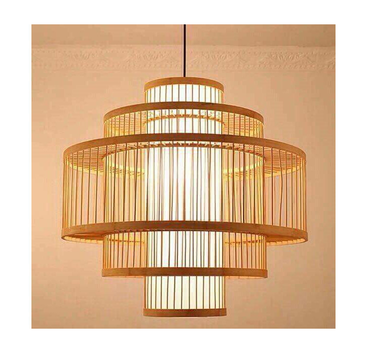 Trending Unique Rattan Bamboo Lamp Shade Organic Bamboo Wicker Weaving Ceiling Chandelier Pendant Lighting For Home Decor