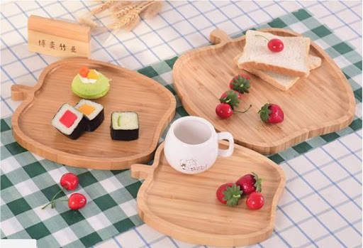 Bamboo Food Serving Tray Set with Handle