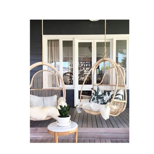 Scandinavian natural rattan hanging swing chair - Vietnam rattan hanging basket chair for living room - Factory rattan furniture