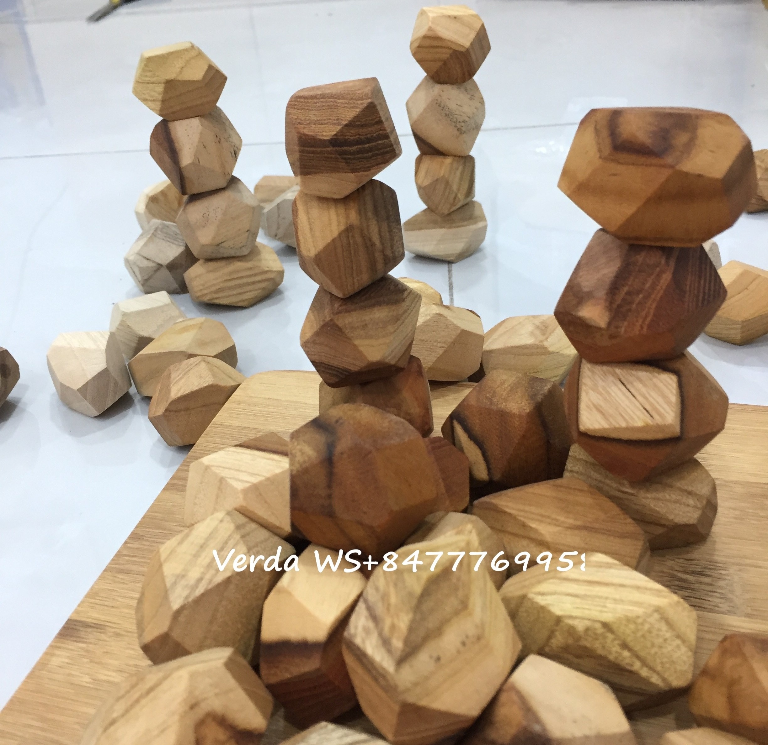 Tumi Ishi Wood Rock Set - Wooden Balance Rocks- Natural Wood Children Toy - Sensory Toys for Kids WS0084587176063