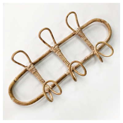 Natural Rattan Hanger Hooks Wall Rack Garments Organizer Rack Clothes Hat Hanging Hook Rattan Hanger Room Decor Hanger