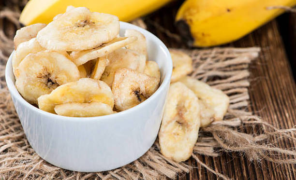 Dehydrated Banana Chips - Dried Banana Chips Isolated