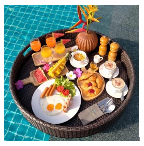 Hot Coming Summer Rattan Floating Tray - Float Tray Is used to Serve Breakfast in Swimming Pool