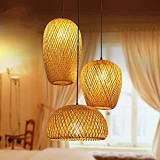 Bamboo Lantern Pendant Lamp/ Hanging Light Ceiling Lighting Fixture for Living Room Bedroom