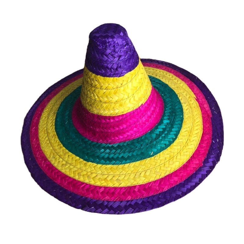 New Style Mexican Sombrero Wide Brim Hats - Sombrero Large Mexican Straw Hat Party Multicolour Made In Vietnam