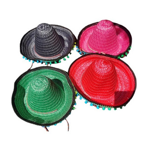 Multicolor Braided Fashion Mexican Palm Straw Hat Made In Vietnam