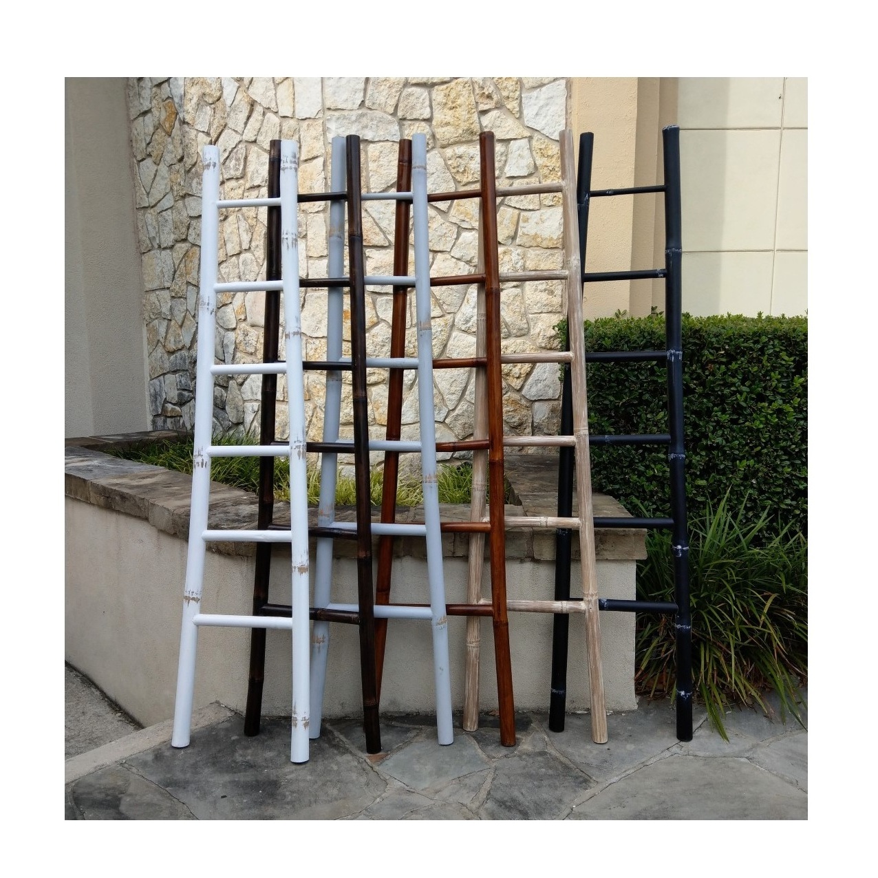 Wholesale  durable decor Bamboo Step Ladder for Towel clothes rack Decor Bamboo rack Furniture for Bathroom and Living room