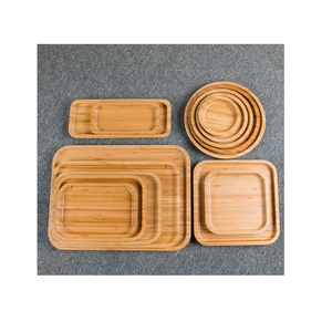 Bamboo Food Serving Tray Set with Handle