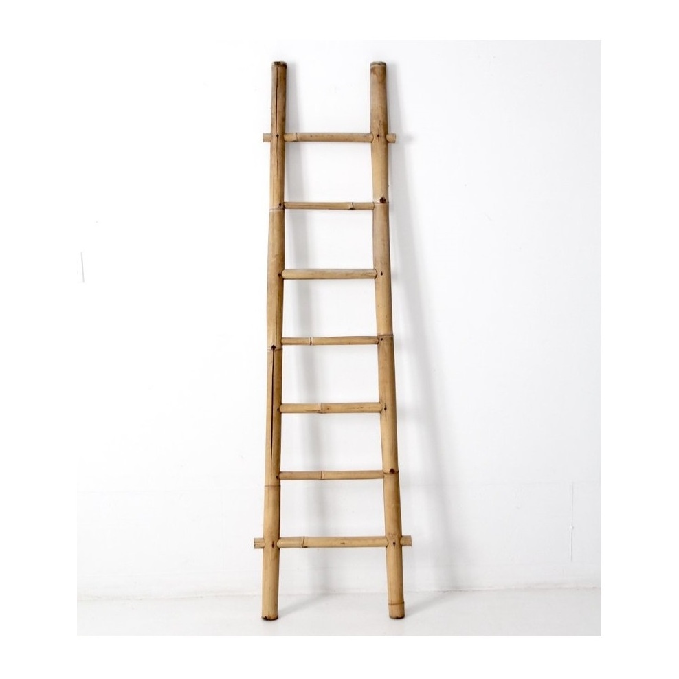 Factory durable Bamboo Step Ladder for Towel clothes rack Decor Bamboo rack Furniture for Bathroom and Living room