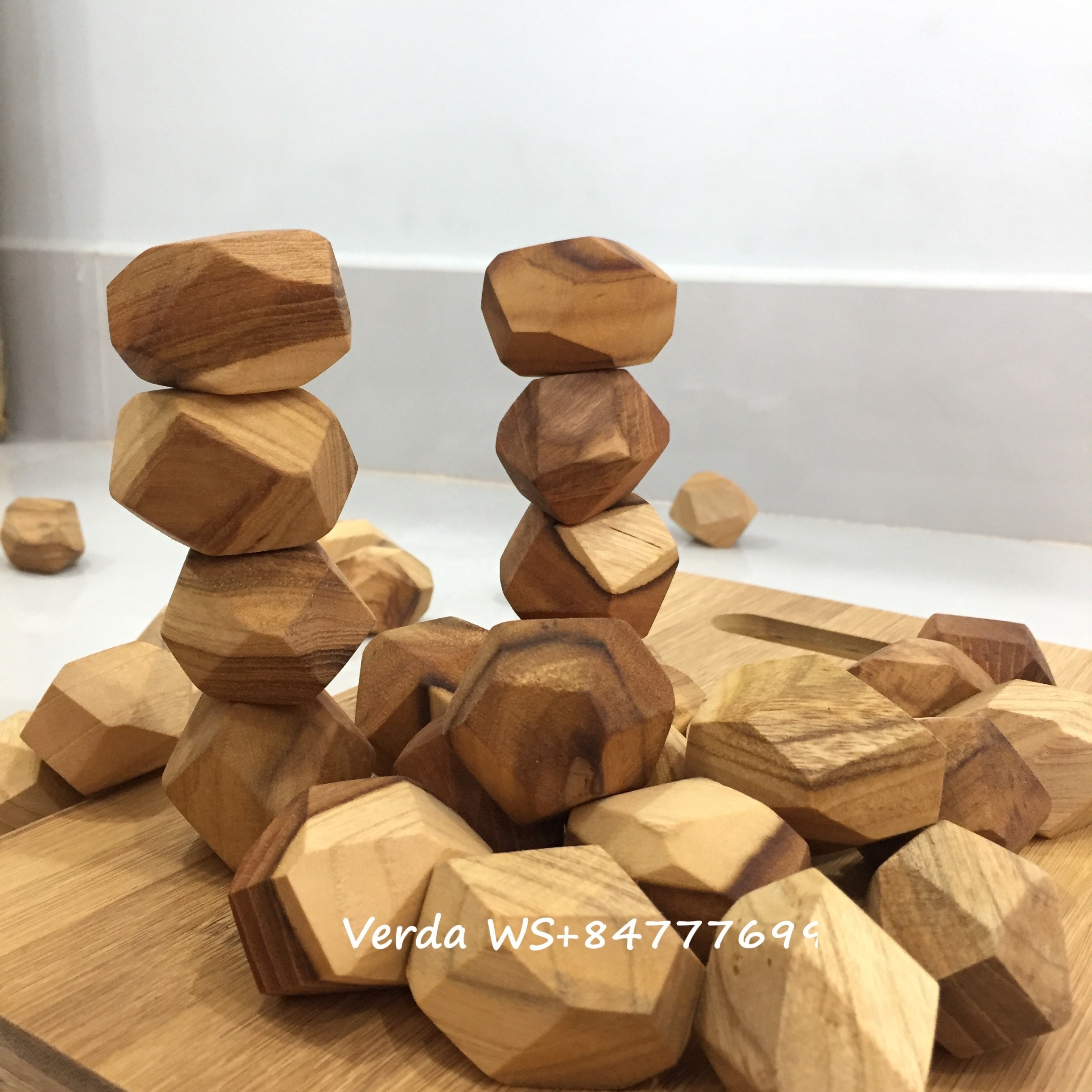 Tumi Ishi Wood Rock Set - Wooden Balance Rocks- Natural Wood Children Toy - Sensory Toys for Kids WS0084587176063