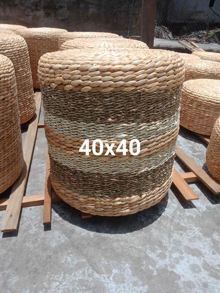 Round Water Hyacinth Ottomans / Tatami Cushion Pad / Pouf Ottoman for decor home for living rooms (Kaylin: WA +84 817092069)