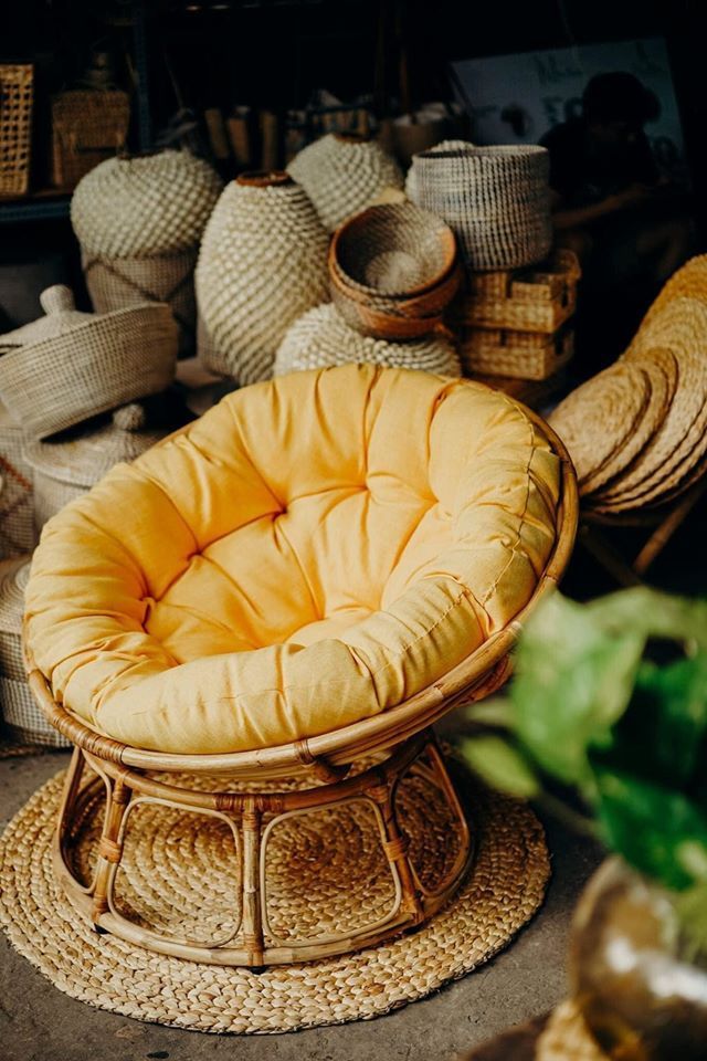 NATURAL RATTAN PAPASAN RECLINING CHAIRS WITH FLOWER CUSHION GARDEN OUTDOOR GARDEN FURNITURE (Kaylin Whatsapp +84817092069)