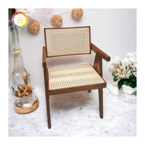 Durable Restaurant Dining Room Brown Foldable Wood Natural Rattan Diner Chair For Sale From Vietnam Factory