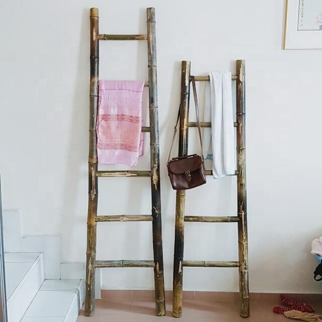 Bamboo step ladder for decorative home - Bamboo ladder for bathroom standing towel racks - Cheap price Vietnmese bamboo ladder