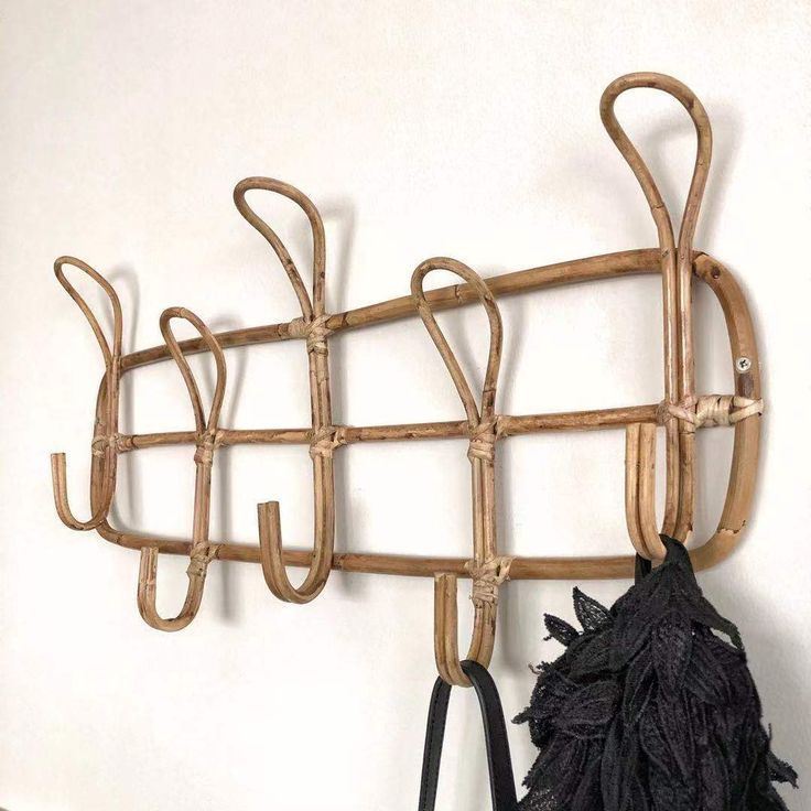 Natural Rattan Hanger Hooks Wall Rack Garments Organizer Rack Clothes Hat Hanging Hook Rattan Hanger Room Decor Hanger