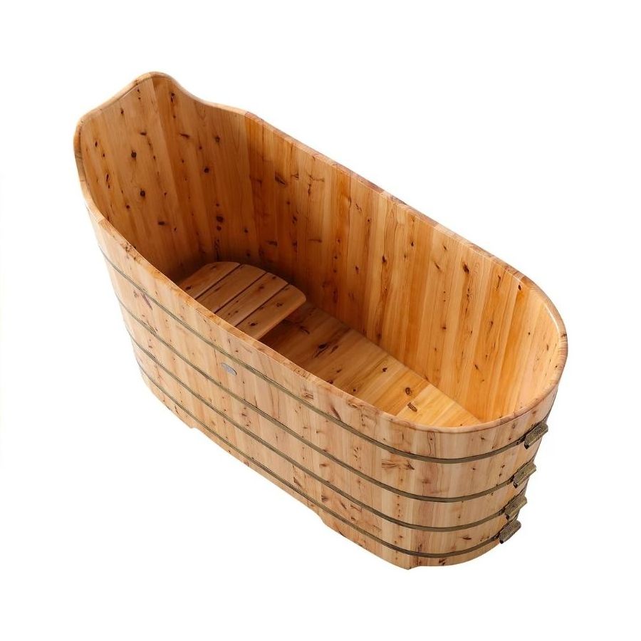 Freestanding wooden barrel bath shower hot tub cedar wood bathtub for home hotel and spa