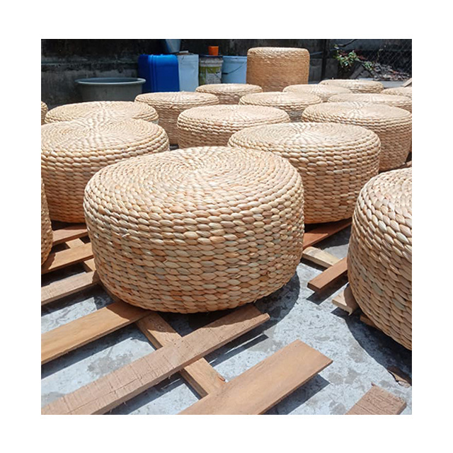 Round Water Hyacinth Ottomans / Tatami Cushion Pad / Pouf Ottoman for decor home for living rooms (Kaylin: WA +84 817092069)