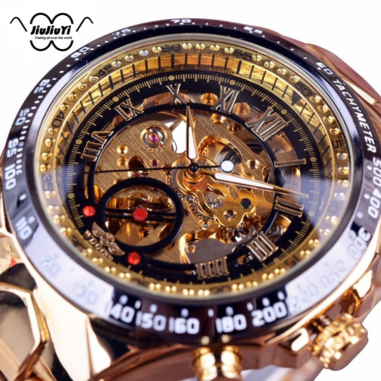 Men's Luxury forsining mechanical automatic watch gold watch Personalized fashion hollow out stainless steel mechanical watch