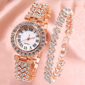 2024 Women luxury watch Set  Ladies Diamond Iced Out Quartz Wrist Watch