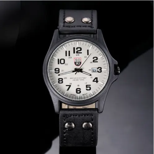 New Leather Strap Hand Men Wrist Best Seller Soki New Styles Men Leather Business Casual Watches Quartz Wristwatch