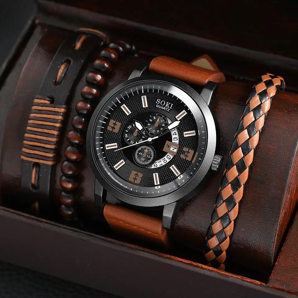 Casual Leather Strap Number Date Quartz Wristwatch fashion hollowed out leather quartz watches