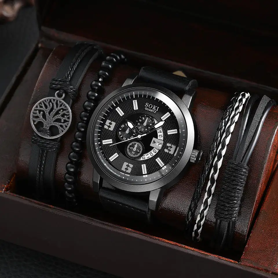 Casual Leather Strap Number Date Quartz Wristwatch fashion hollowed out leather quartz watches