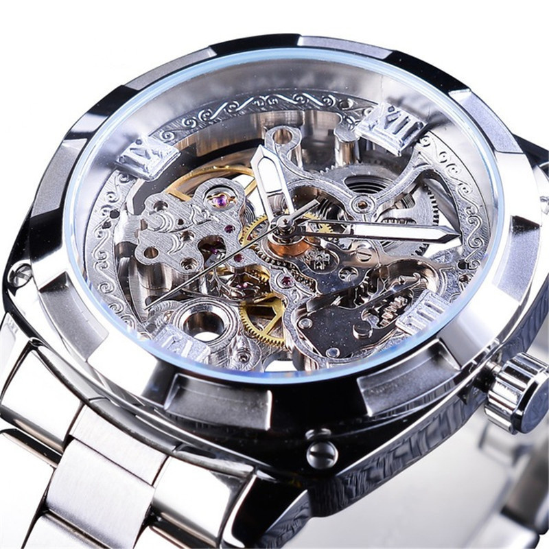 automatic watches men  Fashion  Mechanical Steampunk  Dress Men Watch Top Brand Luxury Stainless Steel Automatic Skeleton Watch