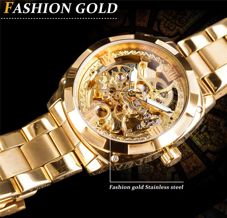 automatic watches men  Fashion  Mechanical Steampunk  Dress Men Watch Top Brand Luxury Stainless Steel Automatic Skeleton Watch