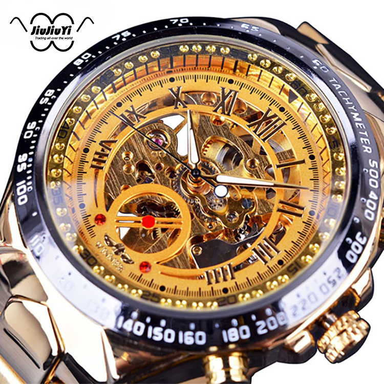 Men's Luxury forsining mechanical automatic watch gold watch Personalized fashion hollow out stainless steel mechanical watch