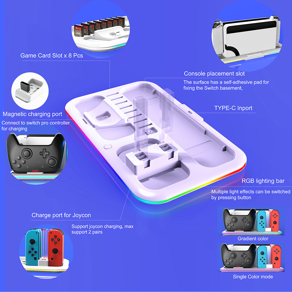 Multi functional Cooling Stand Joy sticker Controller Charger Charging Dock Station Cards Storage For Nintendo Switch