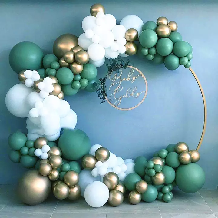 diy sage green white gold metallic matte balloon arch garland ballons kit for anniversary holiday ballons Party Decoration