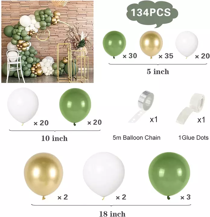 diy sage green white gold metallic matte balloon arch garland ballons kit for anniversary holiday ballons Party Decoration